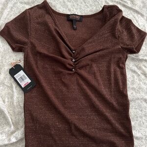 Brown Short Sleeve Top